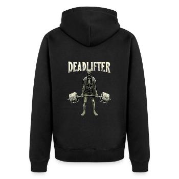 Workout Training Fitness Lifting Gym - Unisex Premium Organic Zip Hoodie - black - Back - Nico (187cm)