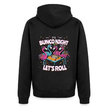 Bunco Night Flamingo Bunco Group Bunco Players - Unisex Premium Organic Zip Hoodie - black - Back - Nico (187cm)