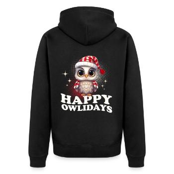 Happy Owlidays Hiboux de Noël - Veste à capuche bio Premium Unisexe - noir - Dos - Nico (187cm)