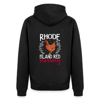Roter Rhodeländer Mama - Unisex Premium Bio Zip Hoodie - Schwarz - Hinten - Nico (187cm)