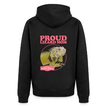 Leguan Mom Reptilien Eidechse Leguane Geschenk - Unisex Premium Bio Zip Hoodie - Schwarz - Hinten - Nico (187cm)