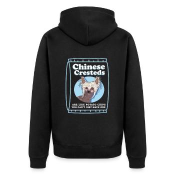 Chinesischer Schopfhund Chinese Cresteds Geschenk - Unisex Premium Bio Zip Hoodie - Schwarz - Hinten - Nico (187cm)
