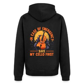 Cellist, Musikinstrument, Musiker, Cellist - Unisex Premium Bio Zip Hoodie - Schwarz - Hinten - Nico (187cm)