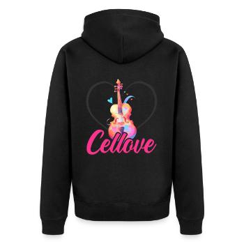 Cellist, Musikinstrument, Musiker, Cellist - Unisex Premium Bio Zip Hoodie - Schwarz - Hinten - Nico (187cm)