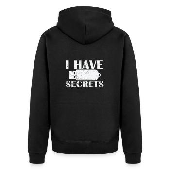 I have Secrets USB Stick Retro Storage Module - Unisex Premium Organic Zip Hoodie - black - Back - Nico (187cm)