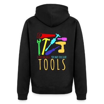 Craftsman Tools Tool DIY - Unisex Premium Bio Zip Hoodie - Schwarz - Hinten - Nico (187cm)