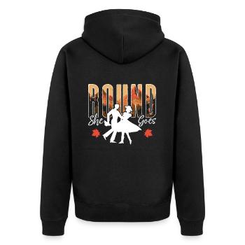 Square Dancing Round She Goes Loves Couple Dance - Unisex Premium Organic Zip Hoodie - black - Back - Nico (187cm)