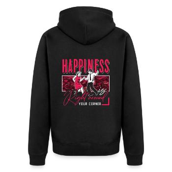 Square Dancing Happiness Is Right Western Dancing - Unisex Premium Organic Zip Hoodie - black - Back - Nico (187cm)