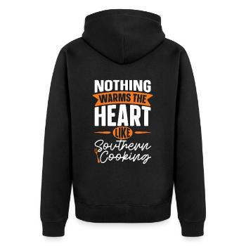 Biscuits And Gravy Nothing Warms The Food Lover - Unisex Premium Bio Zip Hoodie - Schwarz - Hinten - Nico (187cm)