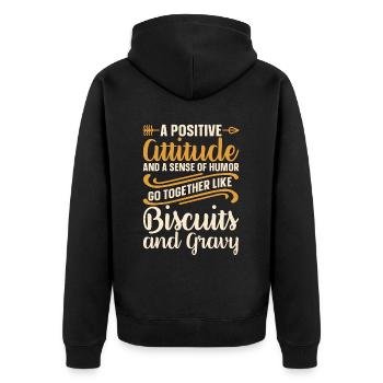 Biscuits Et Sauce Une Attitude Positive Gourmand - Veste à capuche bio Premium Unisexe - noir - Dos - Nico (187cm)