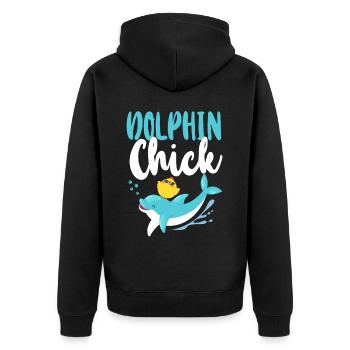 Dolphin Chicken Dolphin Chick - Unisex Premium Bio Zip Hoodie - Schwarz - Hinten - Nico (187cm)