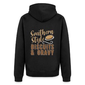 Biscuits And Gravy Southern Style Southern Cooking - Unisex Premium Bio Zip Hoodie - Schwarz - Hinten - Nico (187cm)
