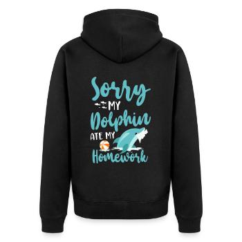 Dauphin Désolé Mon dauphin a mangé mon - Veste à capuche bio Premium Unisexe - noir - Dos - Nico (187cm)
