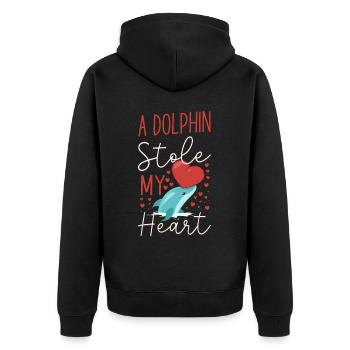 Dauphin Saint Valentin Un Dauphin - Veste à capuche bio Premium Unisexe - noir - Dos - Nico (187cm)