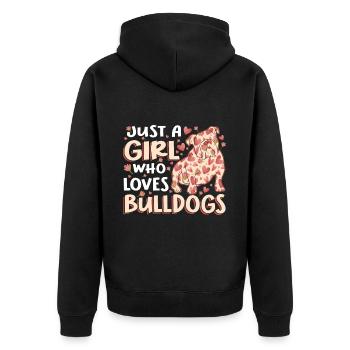 Juste une fille qui aime les bouledogues - Veste à capuche bio Premium Unisexe - noir - Dos - Nico (187cm)