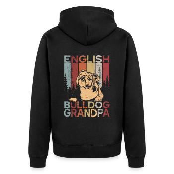 Bouledogue anglais grand-père - Veste à capuche bio Premium Unisexe - noir - Dos - Nico (187cm)