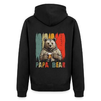 Papa Bear - Unisex Premium Bio Zip Hoodie - Schwarz - Hinten - Nico (187cm)