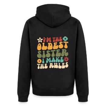 Je suis la sœur aînée, je fais les règles - Veste à capuche bio Premium Unisexe - noir - Dos - Nico (187cm)