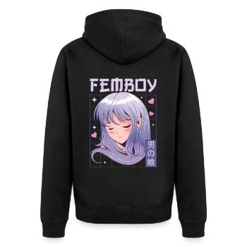 Femboy Crossdressing Crossdresser MTF Anime - Unisex Premium Bio Zip Hoodie - Schwarz - Hinten - Nico (187cm)