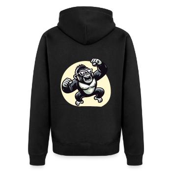 Gorilla with sunglasses - Unisex Premium Organic Zip Hoodie - black - Back - Nico (187cm)