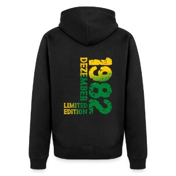 1982 Dezember Limited Edition 41. Geburtstag Deko - Unisex Premium Bio Zip Hoodie - Schwarz - Hinten - Nico (187cm)