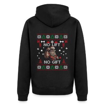 No Lift No Gift Fitness Weihnachten Geschenk Gym - Unisex Premium Bio Zip Hoodie - Schwarz - Hinten - Nico (187cm)