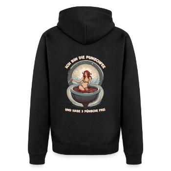 Ich bin die Punschfee Glühwein Weihnachten - Unisex Premium Bio Zip Hoodie - Schwarz - Hinten - Nico (187cm)