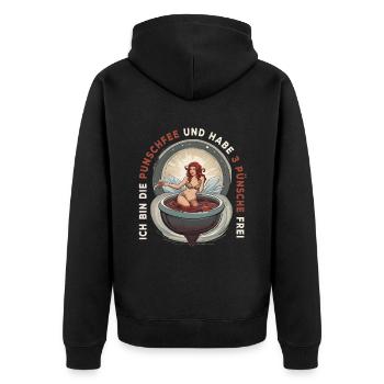 Ich bin die Punschfee Glühwein Weihnachten - Unisex Premium Bio Zip Hoodie - Schwarz - Hinten - Nico (187cm)
