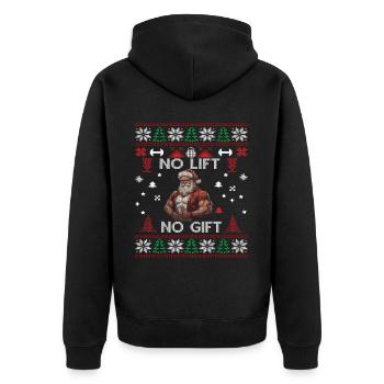 No Lift No Gift Fitness Weihnachten Geschenk Gym - Unisex Premium Bio Zip Hoodie - Schwarz - Hinten - Nico (187cm)