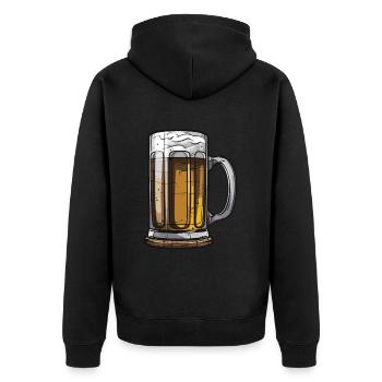 Bier Glas Symbol - Unisex Premium Bio Zip Hoodie - Schwarz - Hinten - Nico (187cm)
