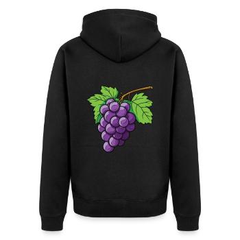 Weintrauben Symbol - Unisex Premium Bio Zip Hoodie - Schwarz - Hinten - Nico (187cm)