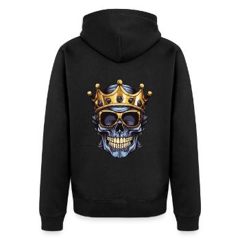 Skull King Party Crown - Unisex Premium Organic Zip Hoodie - black - Back - Nico (187cm)