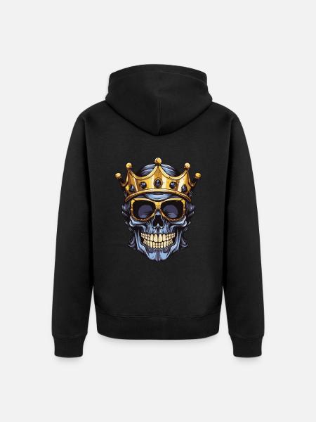 Skull King Party Crown - Unisex Premium Organic Zip Hoodie - black