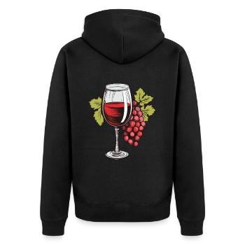 Wine Glass Grapes Wine - Unisex Premium Organic Zip Hoodie - black - Back - Nico (187cm)