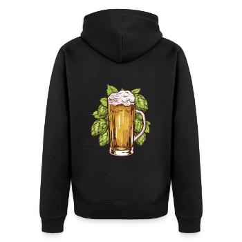 Verre à bière, houblon, malt, bière - Veste à capuche bio Premium Unisexe - noir - Dos - Nico (187cm)