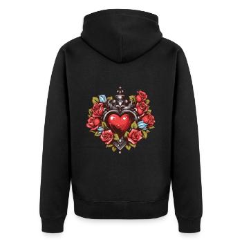 Herz Symbol Tattoo Liebe - Unisex Premium Bio Zip Hoodie - Schwarz - Hinten - Nico (187cm)
