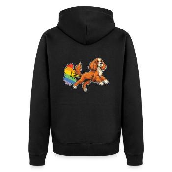 Cocker Spaniel Rainbow Rainbow Fart - Unisex Premium Organic Zip Hoodie - black - Back - Nico (187cm)
