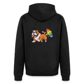 Bulldog Rainbow Rainbow Fart - Unisex Premium Organic Zip Hoodie - black - Back - Nico (187cm)