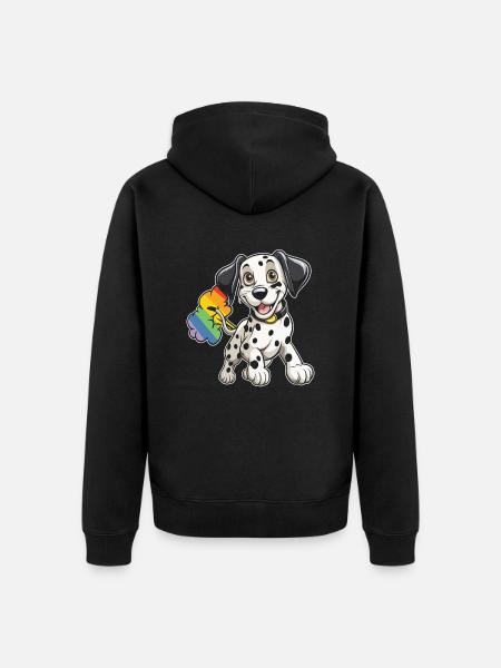 Dalmatian rainbow rainbow fart - Unisex Premium Organic Zip Hoodie - black