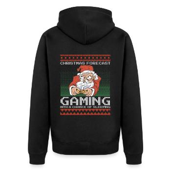 Funny Christmas Forecast Gaming Santa Ugly Xmas - Unisex Premium Bio Zip Hoodie - Schwarz - Hinten - Nico (187cm)