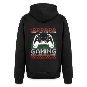 Funny Christmas Forecast Gaming Controller Ugly - Unisex Premium Bio Zip Hoodie - Schwarz - Hinten - Nico (187cm)