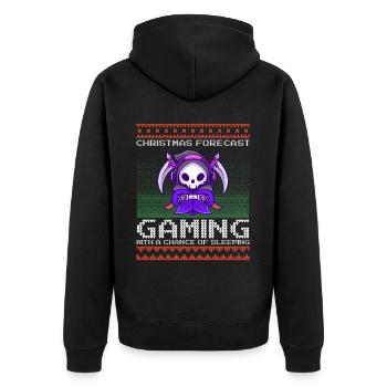 Funny Christmas Forecast Gaming Reaper Ugly Xmas - Unisex Premium Bio Zip Hoodie - Schwarz - Hinten - Nico (187cm)