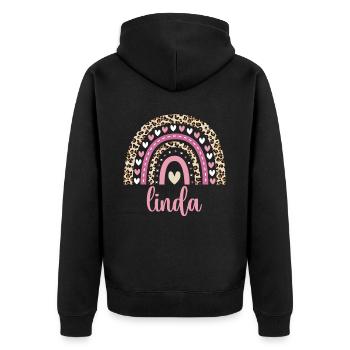 Linda Regenbogen Name Geburtstag Linda - Unisex Premium Bio Zip Hoodie - Schwarz - Hinten - Nico (187cm)