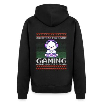 Funny Christmas Forecast Gaming Eisbär Ugly Xmas - Unisex Premium Bio Zip Hoodie - Schwarz - Hinten - Nico (187cm)