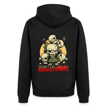 Crânes de légumes dégoûtants : évitez les choux de Bruxelles - Veste à capuche bio Premium Unisexe - noir - Dos - Nico (187cm)