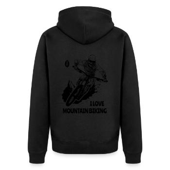 J’adore le VTT : une maman vététiste - Veste à capuche bio Premium Unisexe - noir - Dos - Nico (187cm)