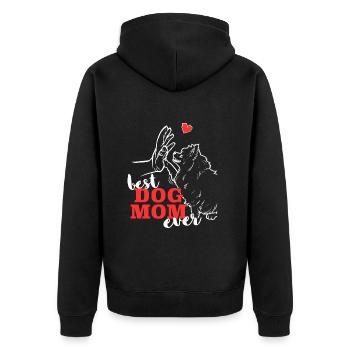 Beste Pomeranian Mama Pomeranian - Unisex Premium Bio Zip Hoodie - Schwarz - Hinten - Nico (187cm)