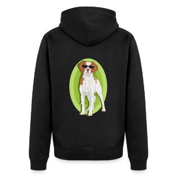 Cadeau de chien breton Epagneul breton de Bretagne - Veste à capuche bio Premium Unisexe - noir - Dos - Nico (187cm)