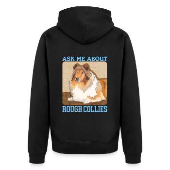 Collie Langhaarcollie Hund Rough Collies Geschenk - Unisex Premium Bio Zip Hoodie - Schwarz - Hinten - Nico (187cm)