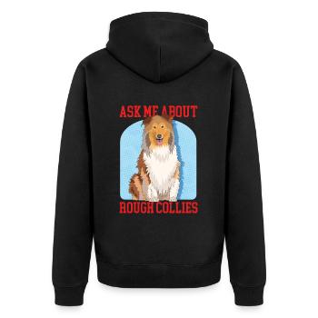 Collie Langhaarcollie Rough Collies Hund Geschenk - Unisex Premium Bio Zip Hoodie - Schwarz - Hinten - Nico (187cm)
